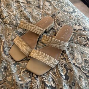 Joie Cherish Natural Raffia Two Strap Sandals size 10